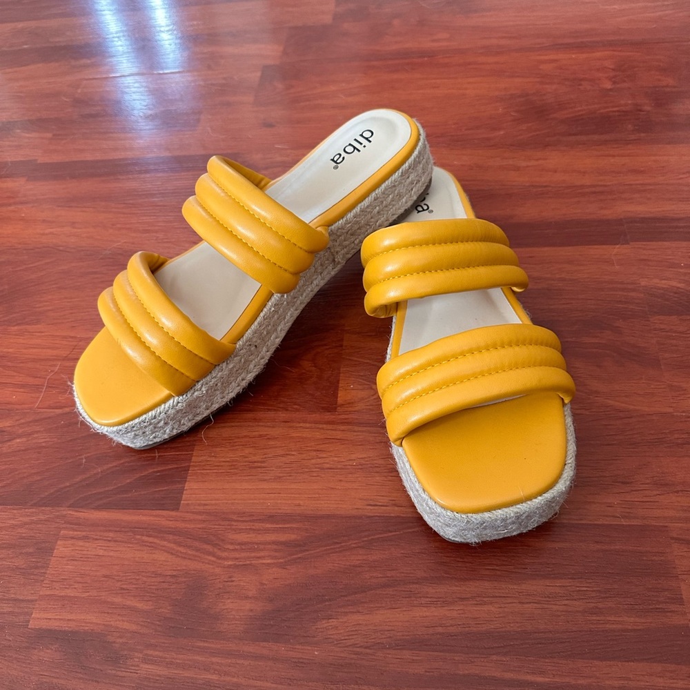 Diba Womens Espadrille Platform Slide Sandals
Open Toe Yellow Comfy